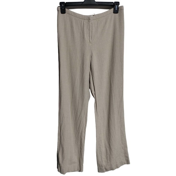 Calvin Klein linen blend wide leg pants beige color woman size 8 - Picture 1 of 5